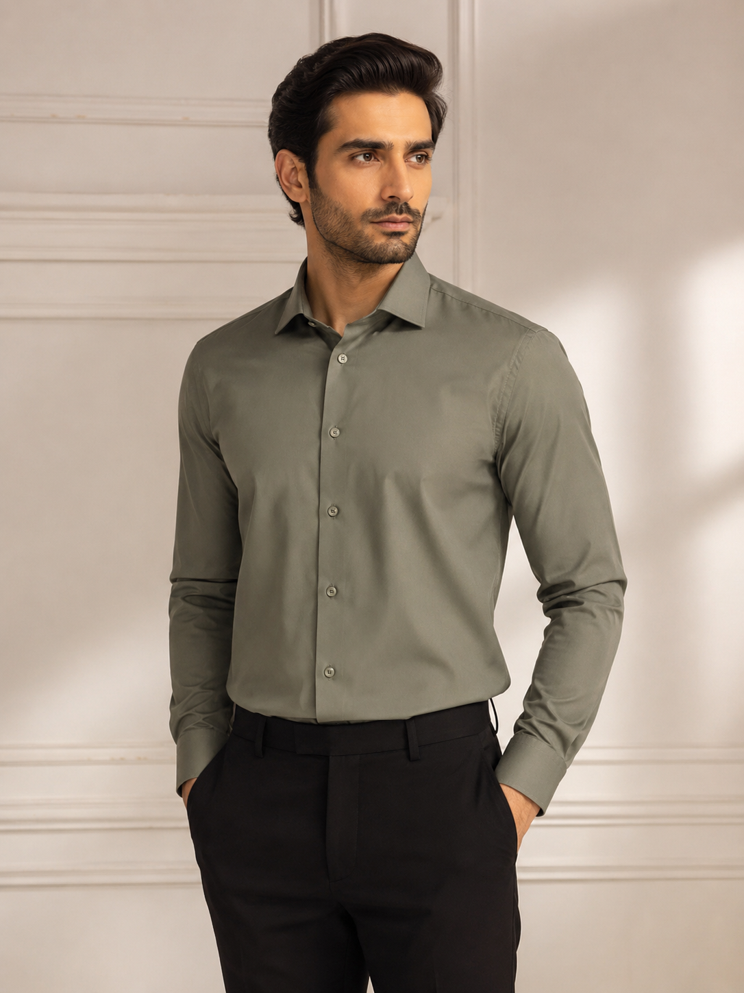Olive Green Dress Shirt